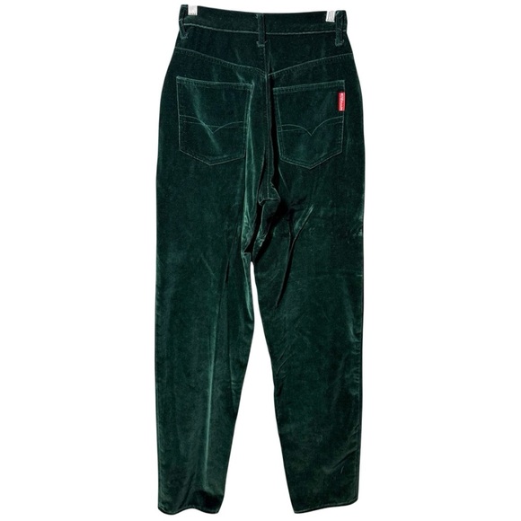 Vintage Claudio Angelli Dark Green Velvet Pants Womens 28/5 High Rise Button Fly - Picture 7 of 14